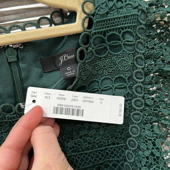 BRAND NEW J.CREW Green Lace Dress Mini 0 - Picture 6 of 7